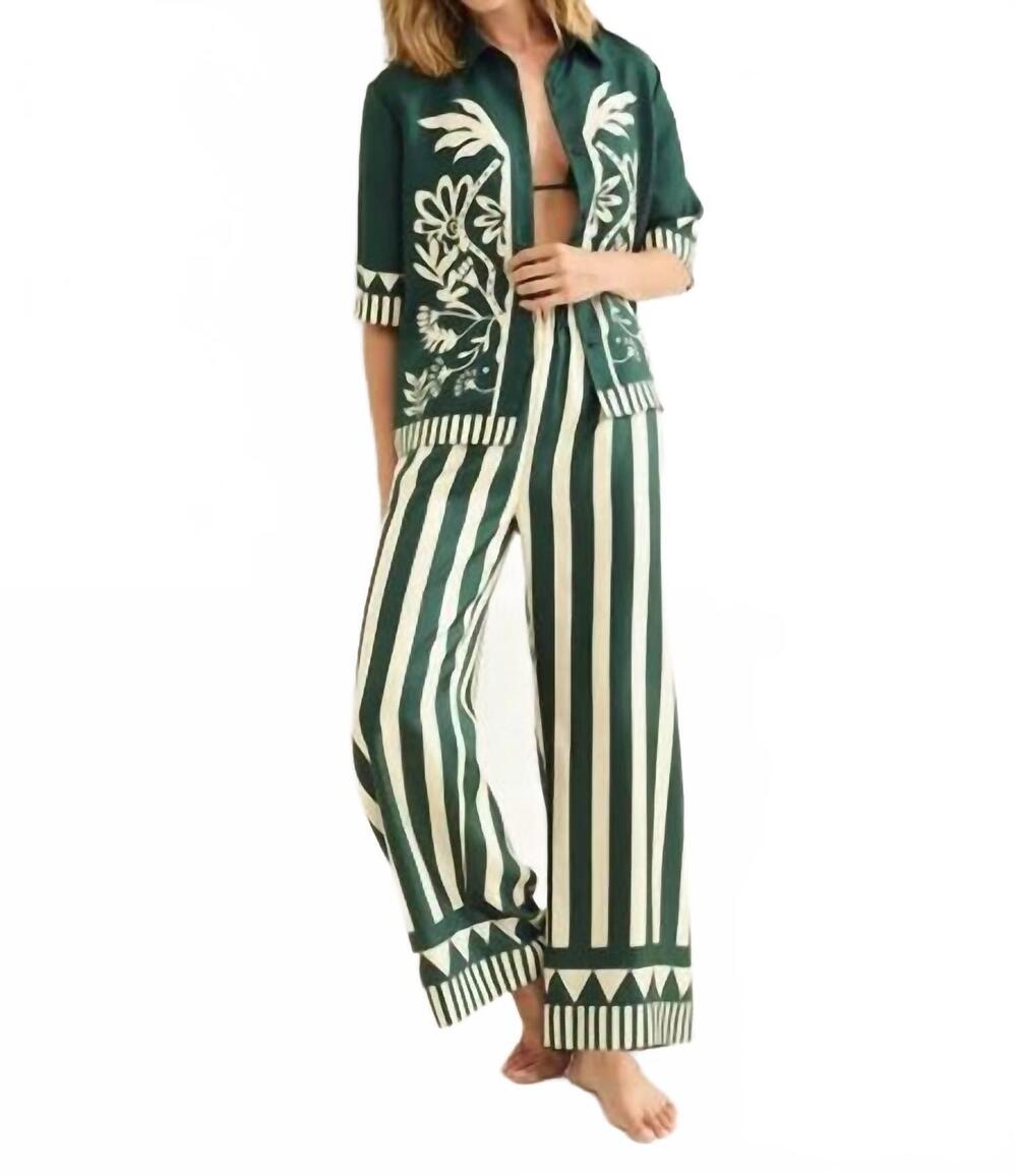 NEW ERES pacha silk twill trousers in deep green